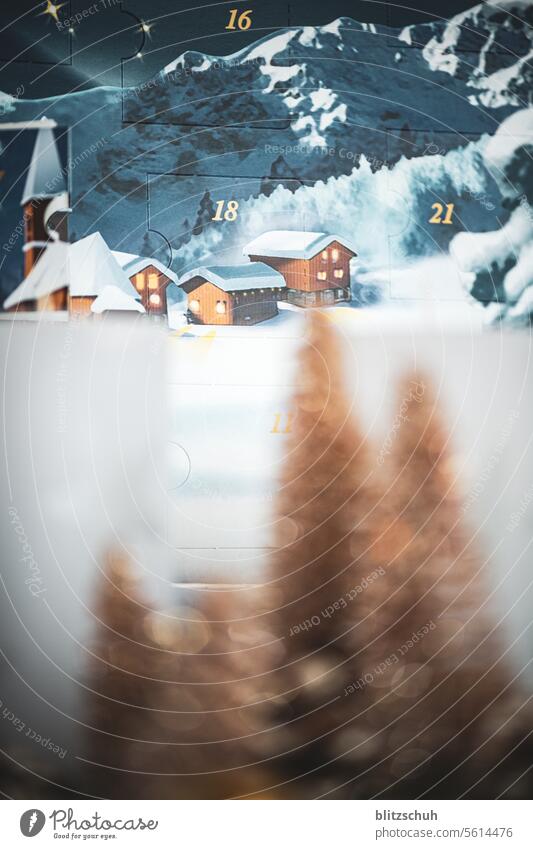 Advent calendar with snowy landscape Christmas & Advent Christmas decoration Decoration Christmassy Tradition Festive Winter Moody Feasts & Celebrations