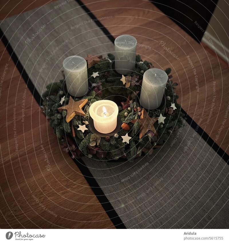 Advent wreath | Advent, Advent, a little light is burning... shoulder stand Christmas wreath Christmas & Advent Decoration Candlelight Flame Light Moody Cozy