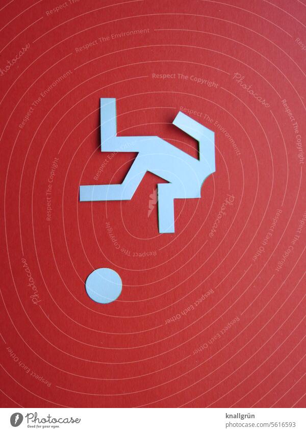 headless Sudden fall Headless To fall Accident Dangerous violation Pain Risk wounded Hurt Healthy painful Danger of Life Crash Red White Pictogram