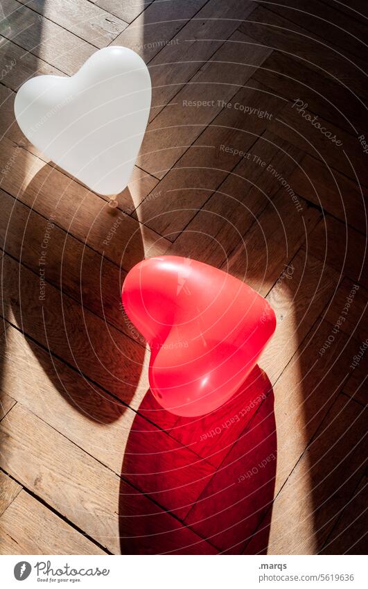 double-hearted Balloon Heart Romance Love Emotions Red heart-shaped romantic Hope Sympathy Positive Valentine's Day emotionally Feelings and emotions Sunlight