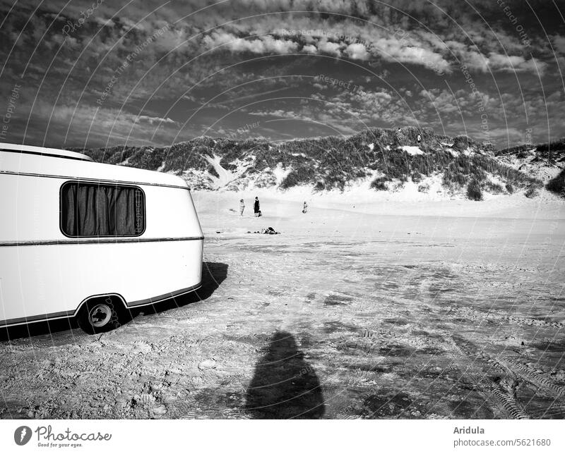Beach camping nostalgia + photographer Camping North Sea dunes Marram grass Caravan nostalgically Sand coast Vacation & Travel Nature Landscape Denmark