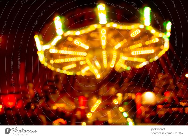 Carousel illuminated at night Christmas Fair Christmas & Advent Christmas mood blurriness defocused Illuminate Night shot pleasure ride colorful lights