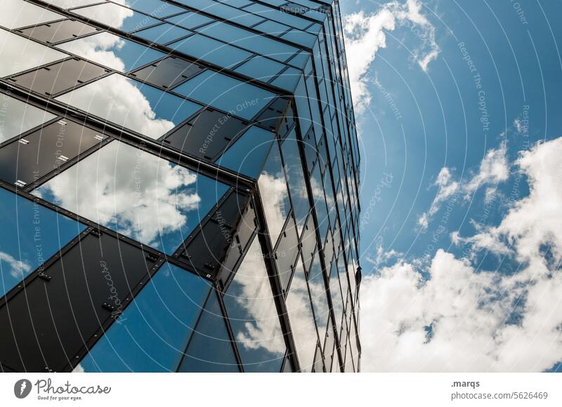 Reflecting facade Architecture Manmade structures Building Reflection Beautiful weather Clouds Sky Glas facade High-rise Facade reflection Modern architecture
