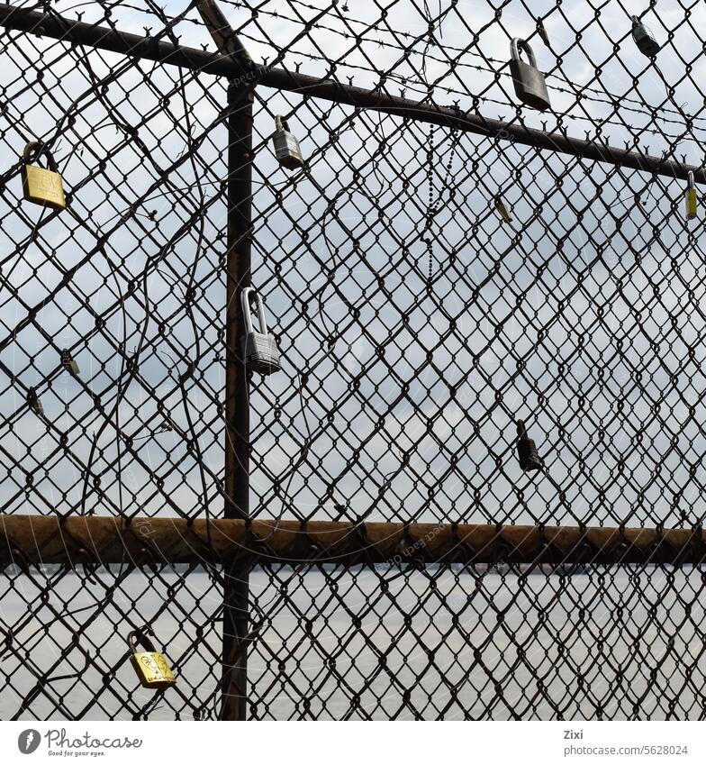 Locks on a chain link fence #locks #fence Love Locks Romance Love padlock #chain link fence Padlock Emotions Symbols and metaphors Display of affection