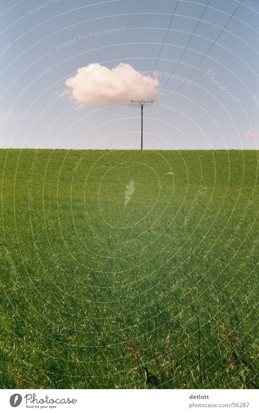 crest of cloud Clouds Electricity pylon Green Horizon Playing Beautiful weather Summer Minimal Calm Grass Electrical equipment Technology Sky Nature Landscape