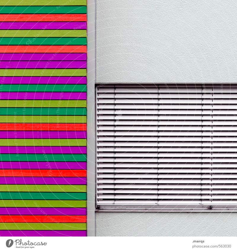 It's all a front. It's colorful. Wall (barrier) Wall (building) Facade Window Venetian blinds Concrete Line Exceptional Simple Hip & trendy Crazy Multicoloured