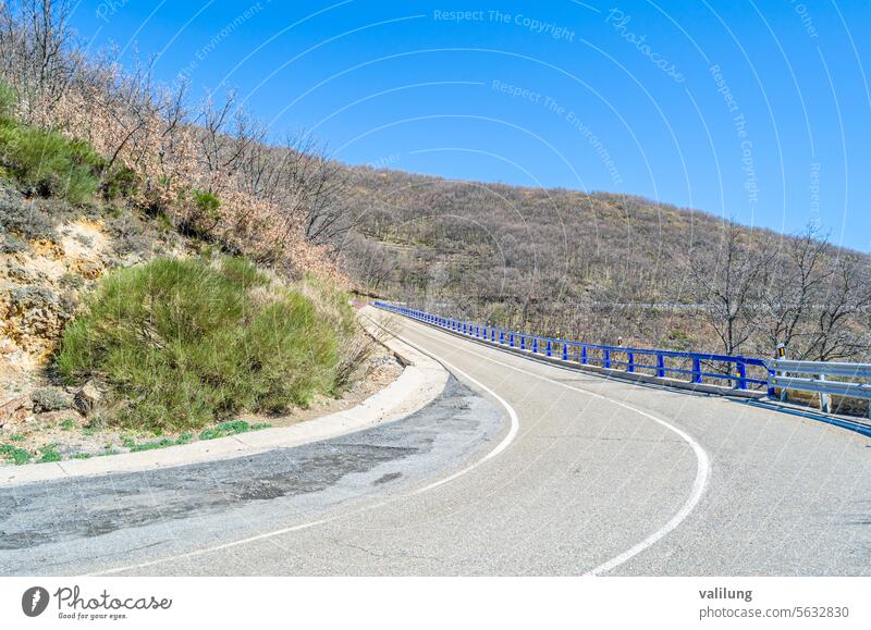 View of a mountain road in Spain Avila Gredos Sierra de Gredos asphalt background countryside destination environment hill journey landscape natural nature