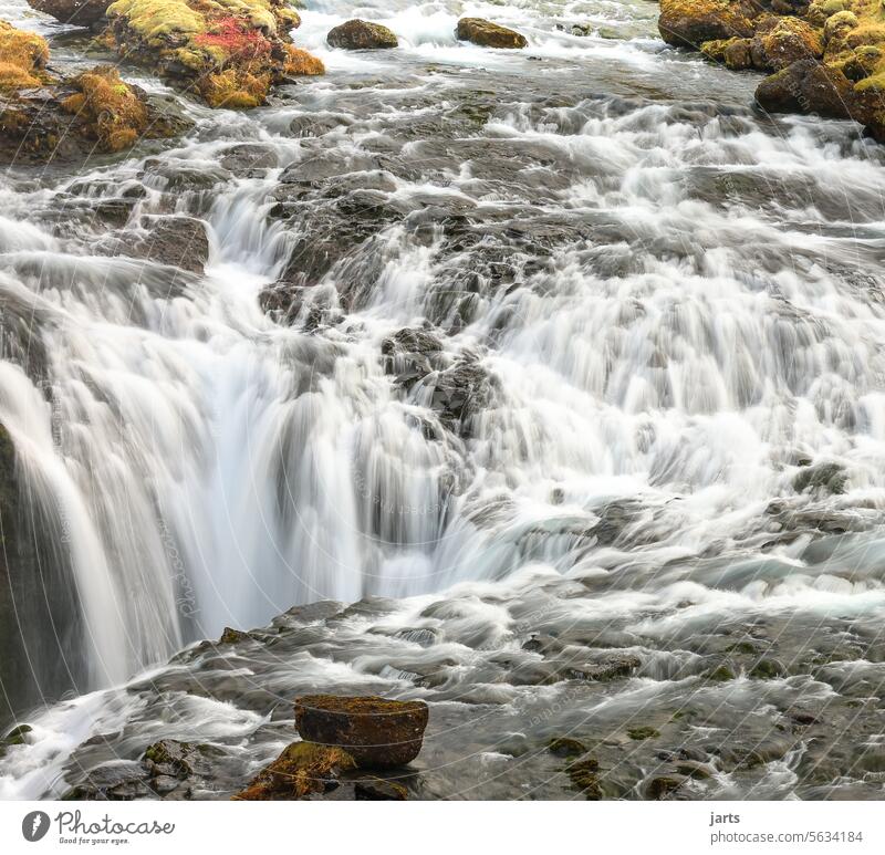 Waterfall in Iceland River Rock Wild naturally Flow elemental Nature Elements Force Environment Exterior shot Long exposure Hissing Force of nature Deserted