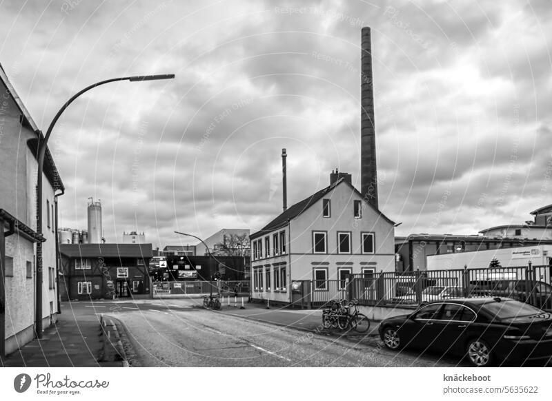 urban industrial plant Industry Factory Chimney Smoke Industrial plant dwell Environment Town dystopic Exterior shot Gray