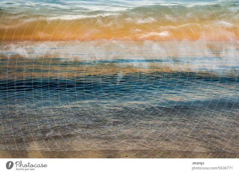 wave pool Colour Double exposure Environment Agitated Abstract Elements Horizon Moody Water Dynamics Wave break Perspective Tide Surf White crest Body of water