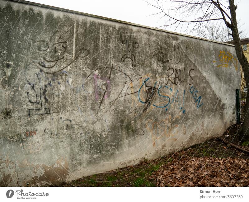 Gray wall with weathering Wall (building) City Gray area garage wall Backyard Facade Gloomy dreariness colourless go to rack urban Structures and shapes