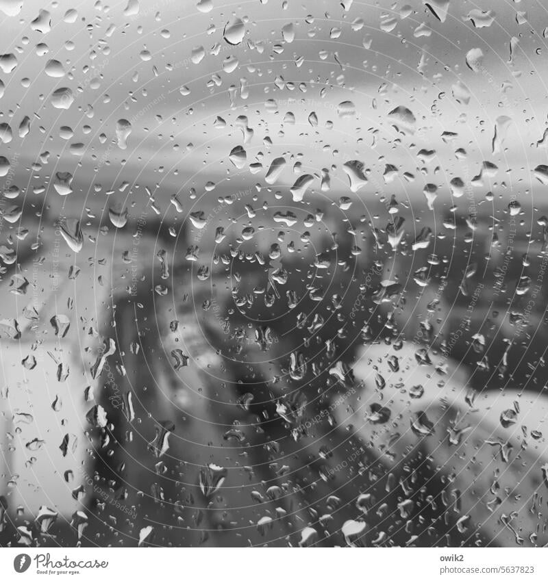 Dull view Window pane Drops of water raindrops Wet Damp Close-up Detail Macro (Extreme close-up) Structures and shapes Transparent rainy rainy day melancholy