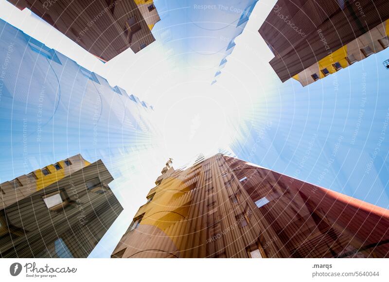 sky-high Worm's-eye view Abstract Ambitious Double exposure Perspective Modern Exceptional Facade High-rise Future Design Style Tall Irritation Building Skyward
