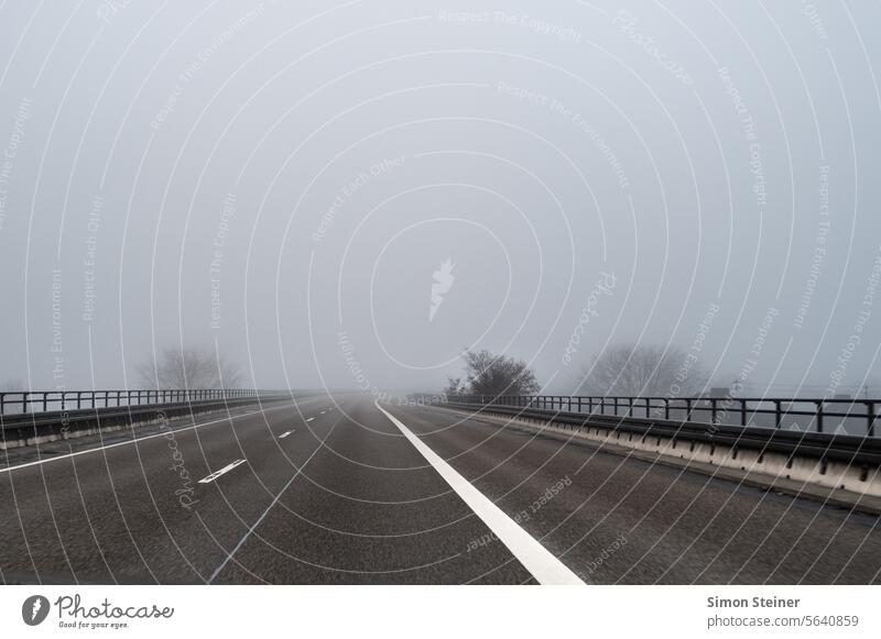 Motorway in the fog Highway Fog Transport travel Nature