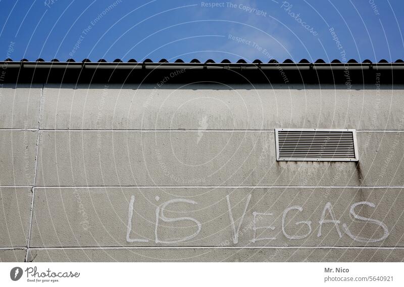 Lis Vegas Building Facade Roof Sky Eaves Vent slot Ventilation shaft Graffiti Typography ventilation grille Scribbles Daub Las Vegas Characters