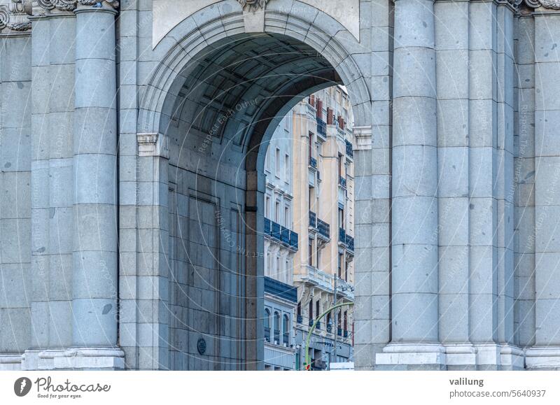 Architectural detail of the Puerta de Alcala in Madrid, Spain Alcala gate Europe European Spanish architectural architectural detail architecture art attraction