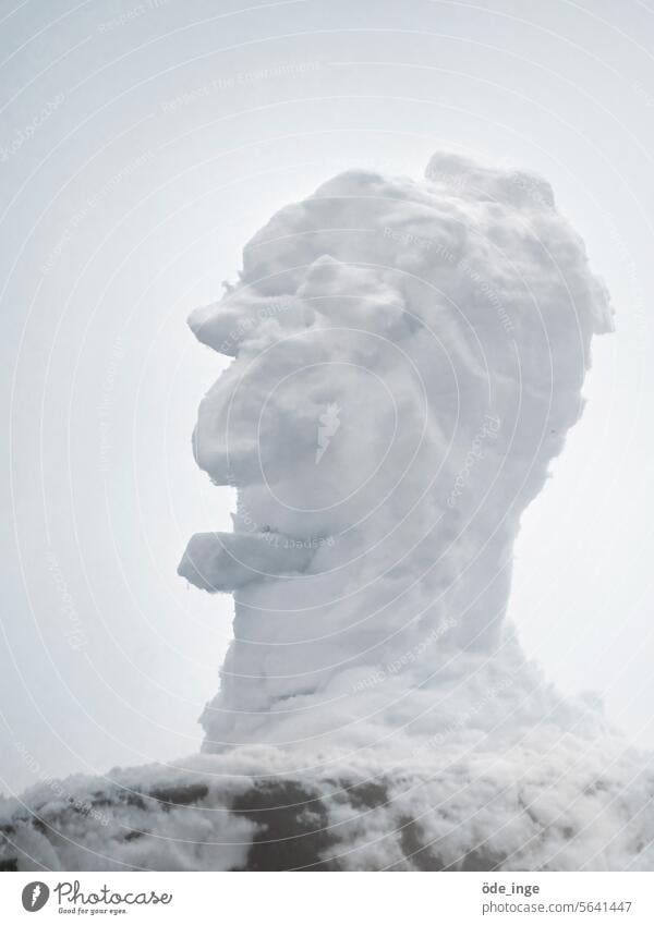 smoking man Snowman Cigar Head Smoking Winter Cold White Seasons Frost Ice Bust Sculpture Man