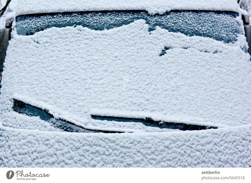 Snow-covered windshield Parking lot car unfit to drive Vehicle Frost Cold Climate chill Virgin snow Windscreen wiper poor visibility Snowfall sight opaque