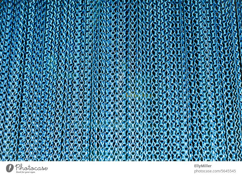 Blue chain curtain Chain Drape Metal Chain link Close-up Detail Colour photo Safety Connection Iron chain
