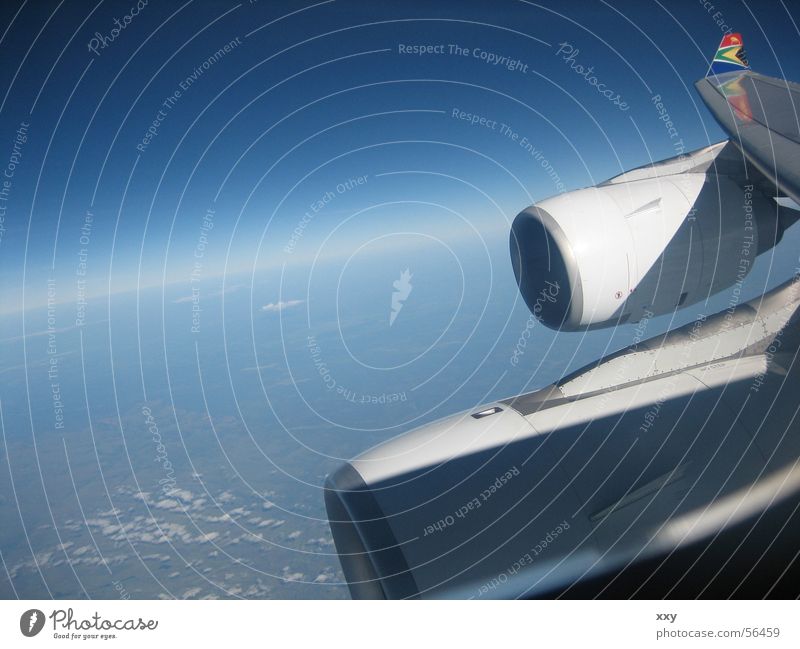 take a plane Airplane Progress Horizon Bird's-eye view Crash Engines Blue South Africa Flying Vantage point Earth Sky jets Universe earth curvature