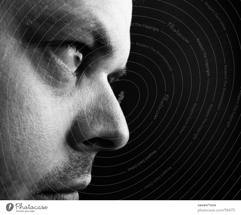 black-white view Portrait photograph Silhouette Black White Facial hair Face Looking Eyes Nose Mouth Profile Skin