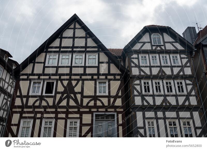 Old half-timbered houses building historic old Germany city excursion destination Hesse scene historical Old town travel destination town center street