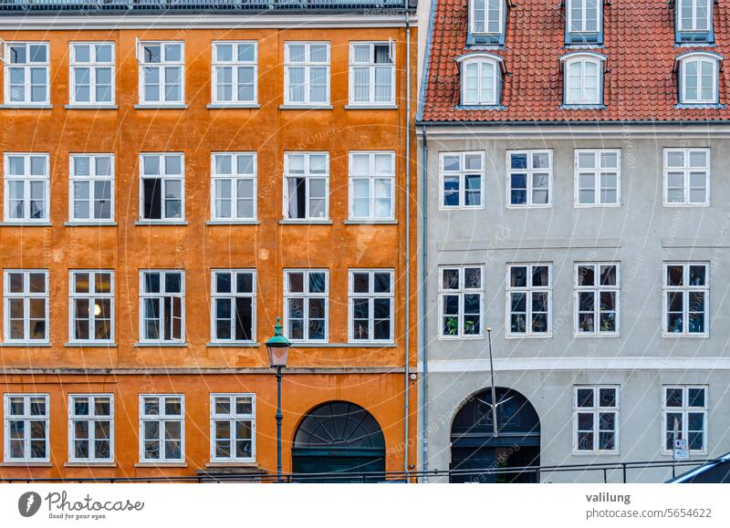 Colorful facade in Copenhagen, Denmark Danish Europe European Scandinavia architectural detail architecture building city color colorful colorful facade