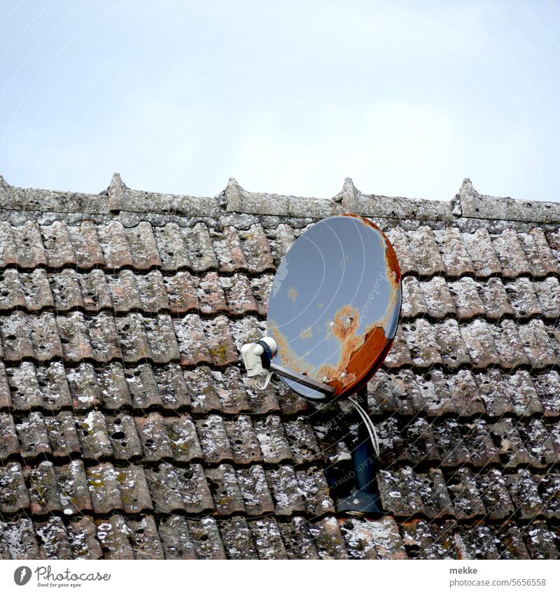 get rid of it! | Radio interference - Old rusty dish Roof Satellite Dish House (Residential Structure) communication television Decline Receive Rust