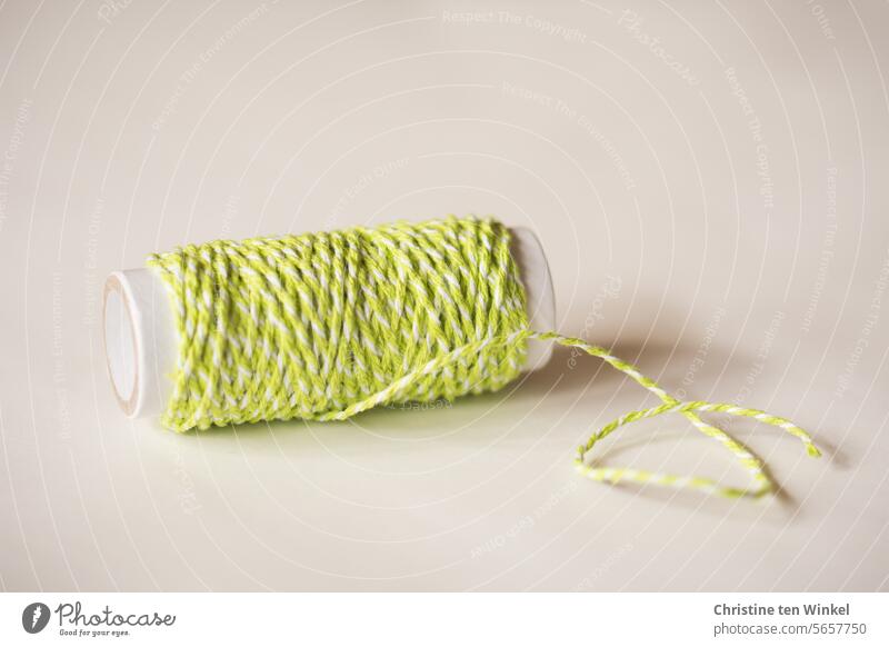 vernal cord Gift wrapping reel Cotton cord Cotton ribbon green white Bright green Coil Green White Decoration Handicraft String Close-up creatively