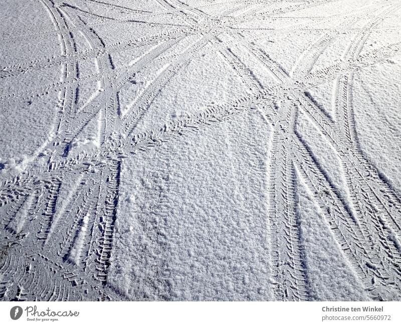 tire tracks in the snow Snow Winter Skid marks Tire marks on snow snowy Snow layer Winter mood early in the morning Winter's day Tracks winter chill