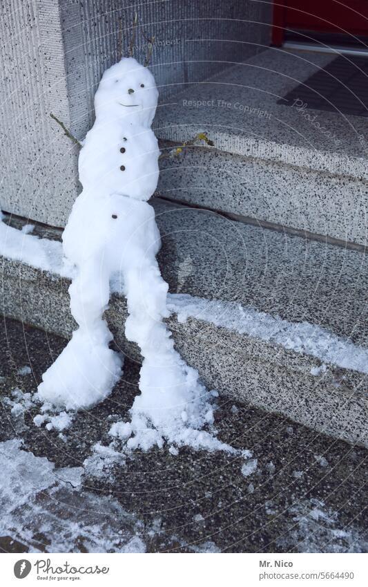 Snow White Snowman Winter Cold Frost Snow figure Wintertime chill Stairs Weather snowman Small but perfectly formed Seasons Frozen Snowfall Winter's day winter