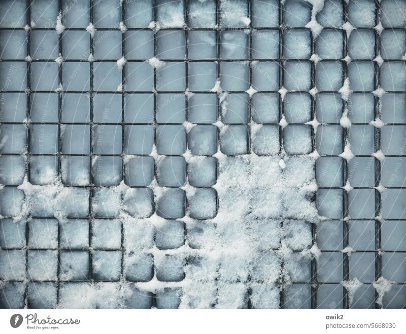 snow drift Doormat Pattern Structures and shapes Sharp-edged Grating Detail Winter Snow Cold winter Close-up Deserted Exterior shot Colour photo Frost Under