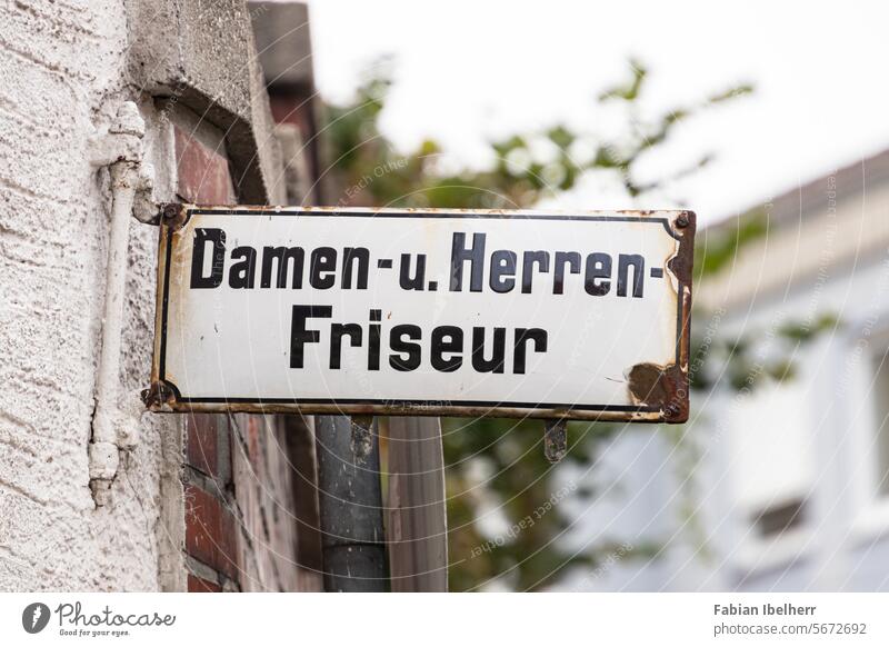 Enamel sign identifies hairdressers for men and women Hairdresser Barber shop Salon barber Sign Germany