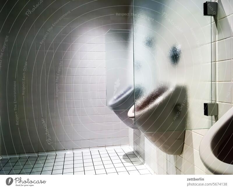 lavatory Toilet john LAVATORY sanitary wing Urinal pee pee pool klobecken Flushing tiles White Glass Slice Divide Partition Screening Public restroom metabolism