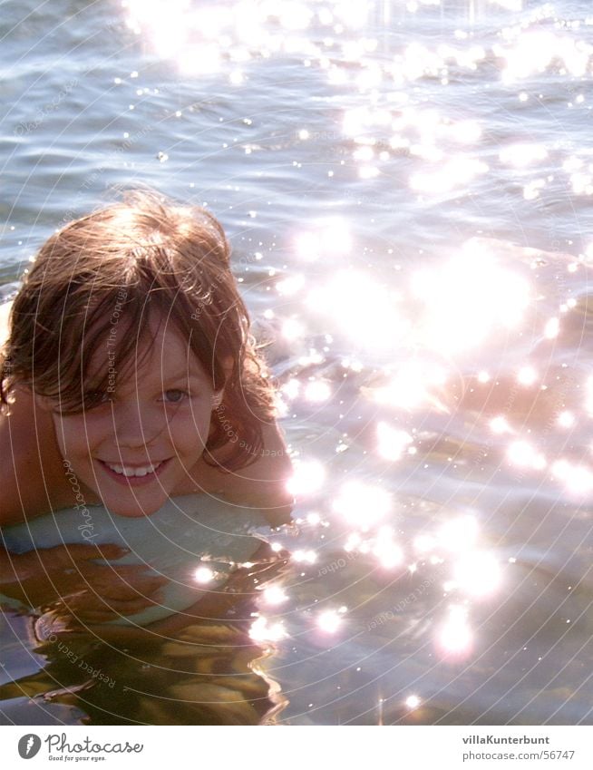 glitter bath Lake Ocean Child Summer Happiness Relaxation Calm Childlike Boy (child) Swimming & Bathing Happy Sun Glittering Contentment