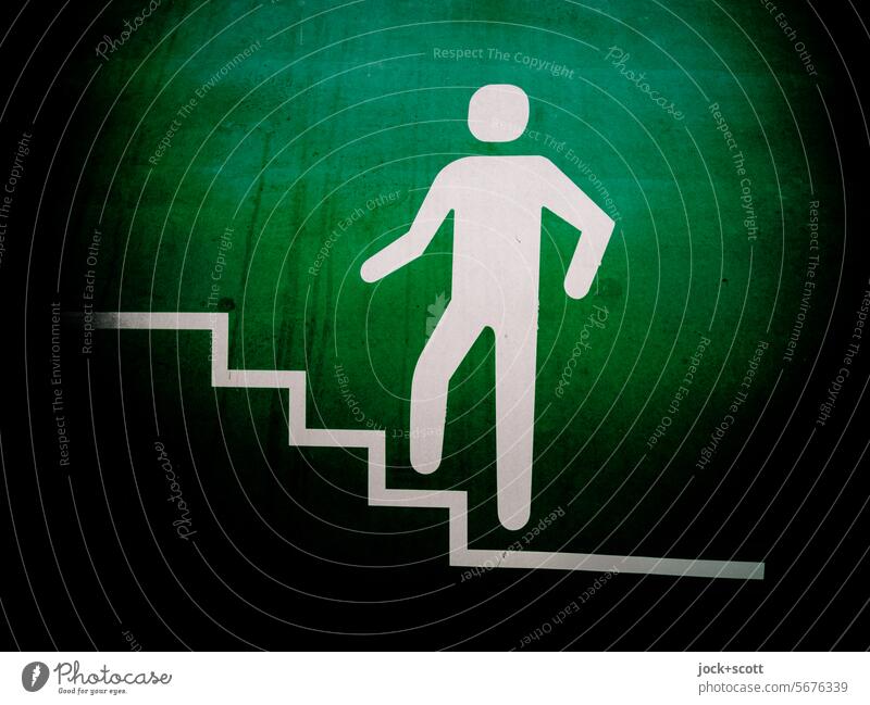 Symbol of a shaky rise Symbols and metaphors Stairs Pictogram Silhouette climb the stairs Wall (building) Design Pedestrian Green Lanes & trails ascent Going