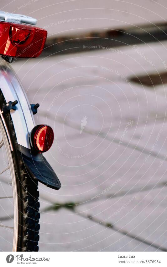 Red rear bicycle light Rear light Light Transport Rear bicycle light Reflector Cat eyes Guard Tire Wheel Bicycle Spokes Cycling Detail Parking