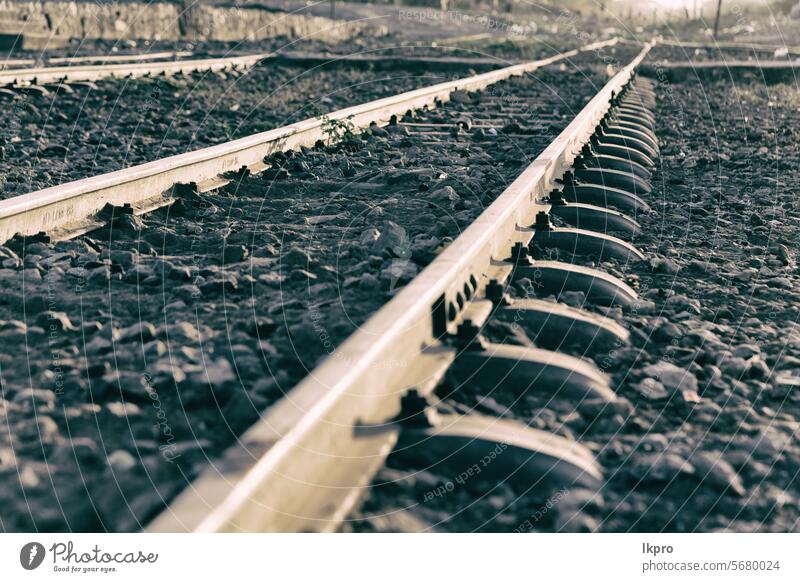 in the light of sunrise the railway road background abstract railroad travel track iron perspective line concept sunset direction transportation horizon cargo