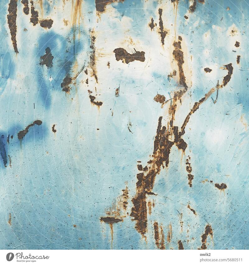 hands up Container Blue Tin Rust Old Metal Turquoise Detail Colour Flake off Ravages of time Surface structure Close-up rust stains Abrasion Crazy Force Bizarre