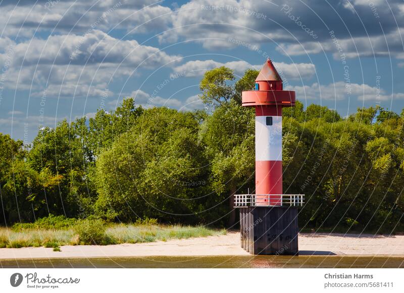 Lighthouse on the Weser. Farge leading light. leading lights Lower Weser Beach Nature Sun Clouds trees coast Sky Ocean Landscape Exterior shot Tourism