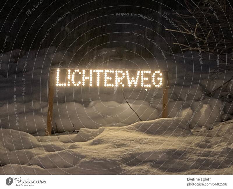 path of lights Winter's day winter Exterior shot Snow Cold Winter mood White chill LED lamp snow-covered Light Lamp off snowy Advent To go for a walk Flare