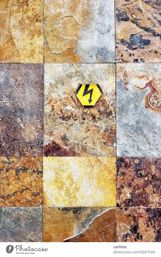 Lightning strikes me at ....... lightning bolt Warn stream high voltage Electricity tiles Wall cladding Natural stone Pattern Grid Travertine Square Rectangle