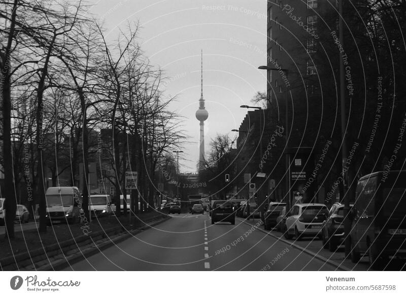 Analog photography Berlin, Brunnenstraße with a view of the television tower Analogue photo analogue photography analog photography street photography
