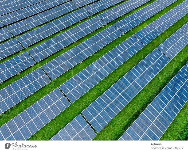 Aerial view of solar farm. Renewable energy for a sustainable future. Sustainable energy innovation. Solar energy. Clean power. Green technology.  Electricity generation. Photovoltaic power station.
