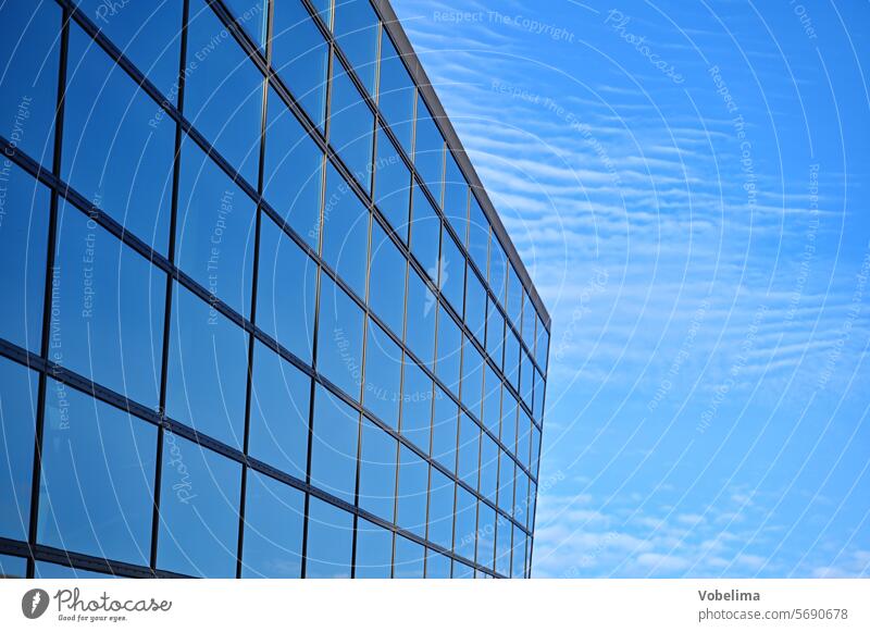 Glass façade of the Darmstadtium in Darmstadt Glas facade darmstadtium Facade Blue Sky reflection cloud Clouds Spring Cloud Spring clouds Hesse Germany