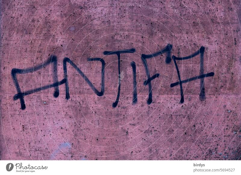 Antifa, writing on pink concrete wall antifa anti-fascist Characters Anti-fascism Wall (barrier) Concrete wall Graffiti against fascism Fascism