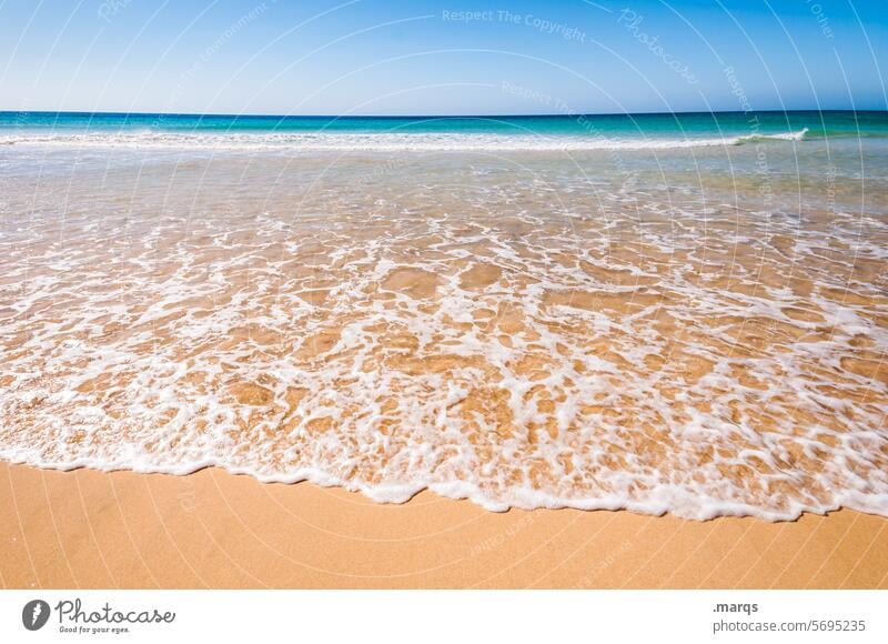 beach Ocean Waves Freedom Tourism Summer vacation Cloudless sky Beautiful weather Sand Sky Relaxation Beach Horizon Nature Far-off places Vacation & Travel