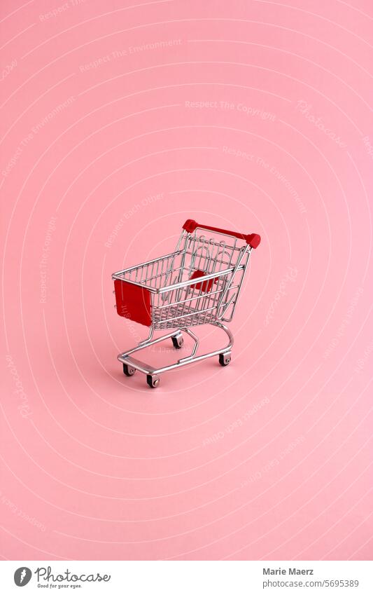 Empty shopping cart against a pink background Business Shopping Consumer behaviour Copy Space Food Image online shopping Pink Retail sector Sale