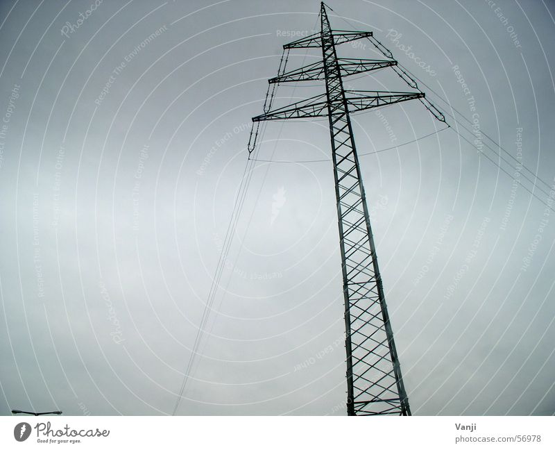 dramatically Electricity Electricity pylon Rain Dramatic Steel Infrastructure Bad weather Weather stormy Crazy Clouds Net Exterior shot