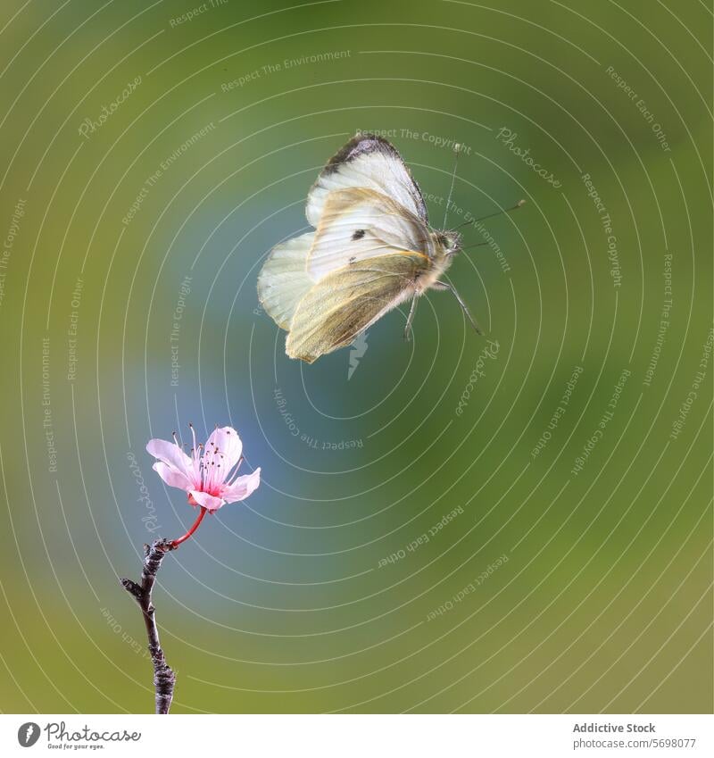 Cabbage White Butterfly on Blossom in Nature butterfly pieris rapae cabbage white blossom nature insect flight delicate hover pink bloom natural flower fauna